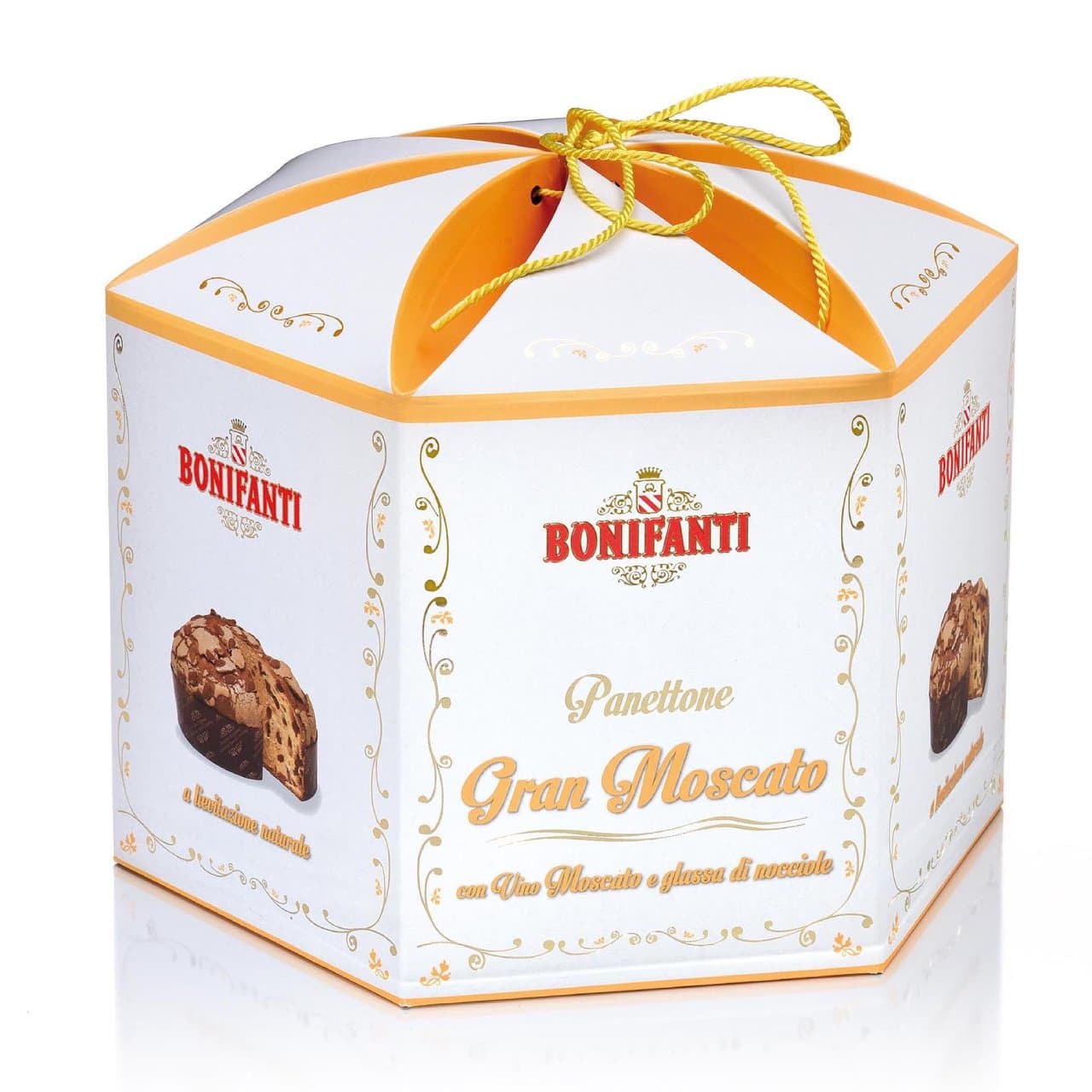 Scatola panettone glassato gran moscato corolla bonifanti 1kg